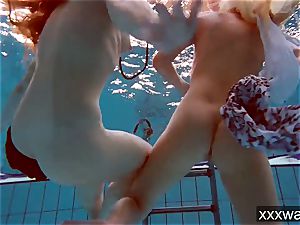 super-hot Russian ladies swimming in the pool